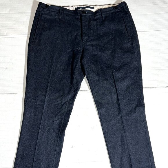 Burberry Brit Navy Blue Wool Blend Flat Front Dress Slacks...